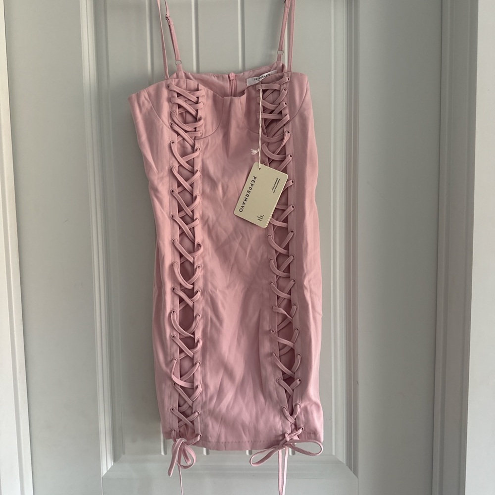 Peppermayo Blush Lace-Up Dress